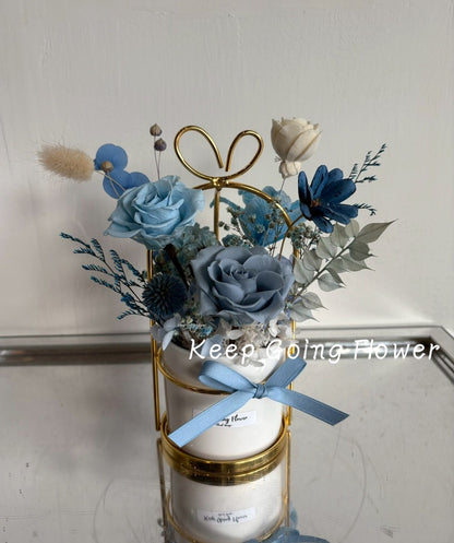 ▌IT-003 ▌永生乾燥-北歐花境精緻桌上金架瓷盆花