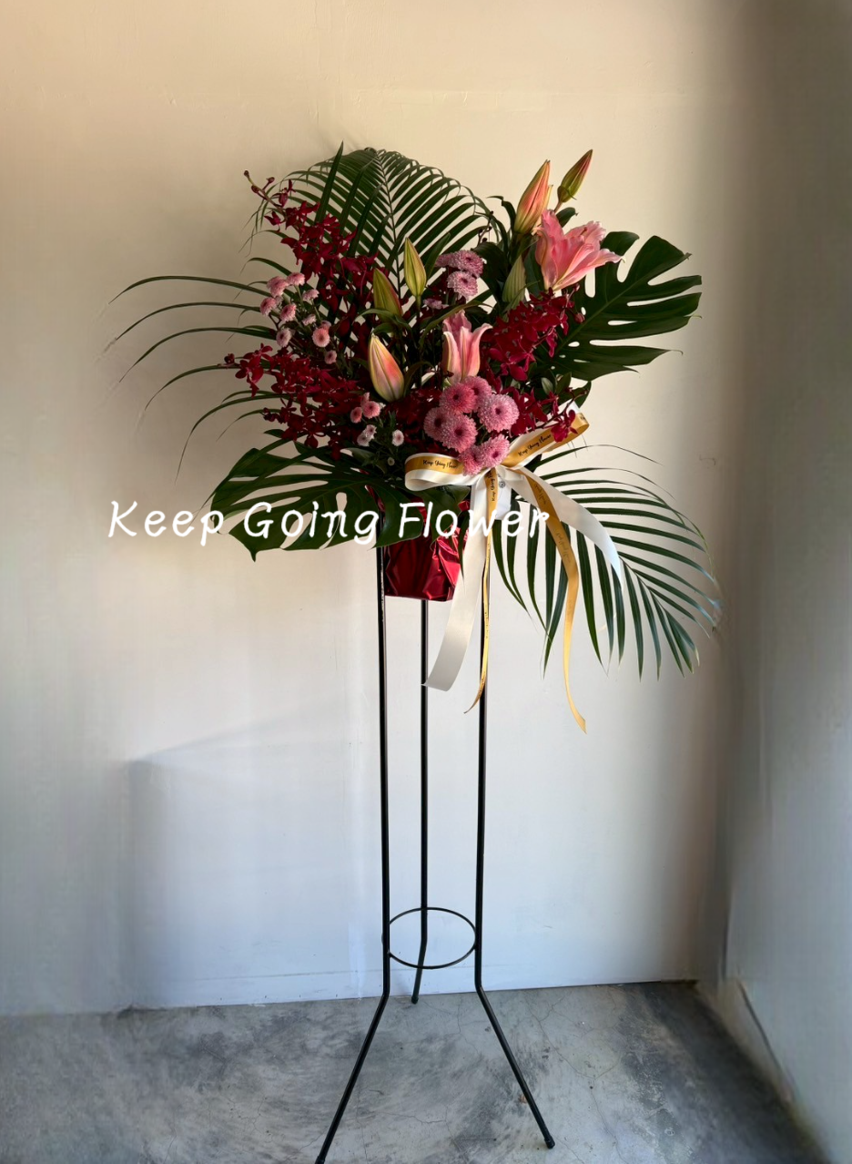 ▌FEPS-I003 ▌鮮花-優謐紅韻精緻高架花籃