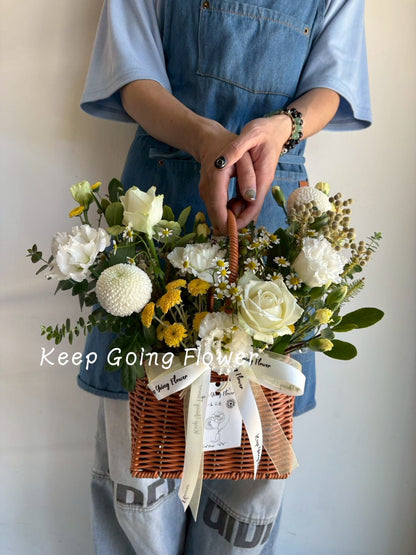 ▌FET-023 ▌鮮花-白金序曲精緻提籃桌花