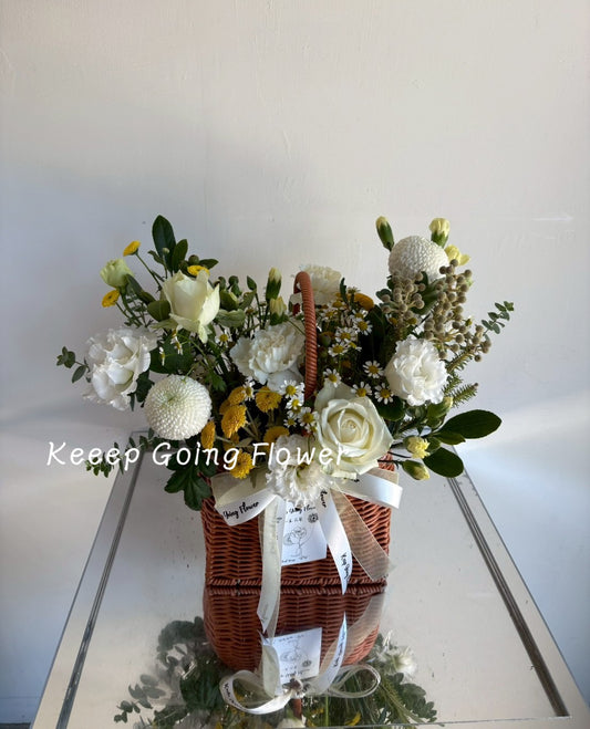 ▌FET-023 ▌鮮花-白金序曲精緻提籃桌花