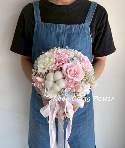 ▌IEB-002 ▌永生花-幸福棉語精緻捧花