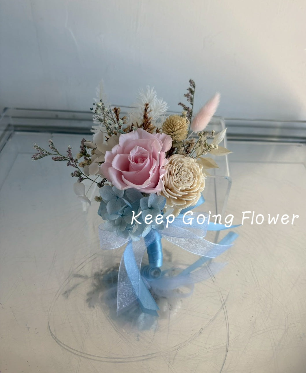 ▌IEC-001 ▌永生花-藍風粉語精緻胸花
