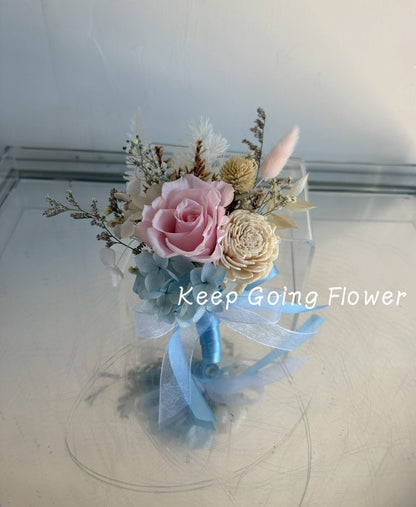 ▌IEC-001 ▌永生花-藍風粉語精緻胸花