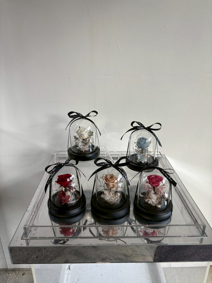 ▌I-G411 ▌永生花-輕語玫琉-精緻玻璃花盅燈 (mini)(電池款)