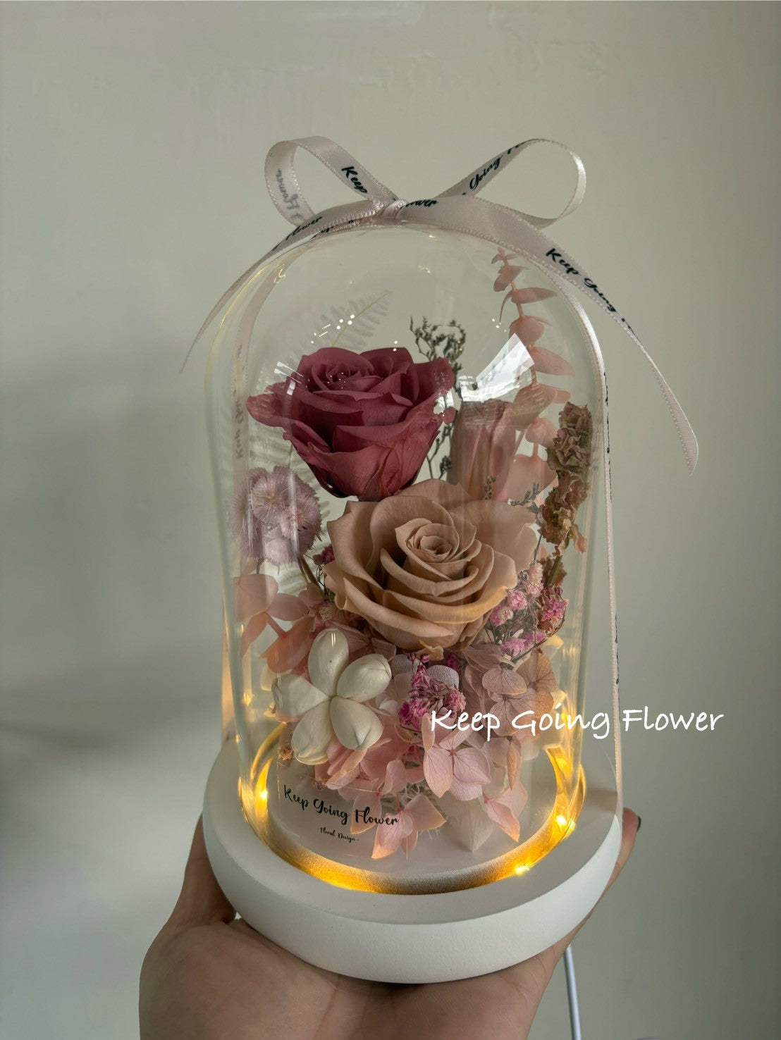 ▌IG-R004 ▌永生花-琉璃花境精緻玻璃花燈(M)