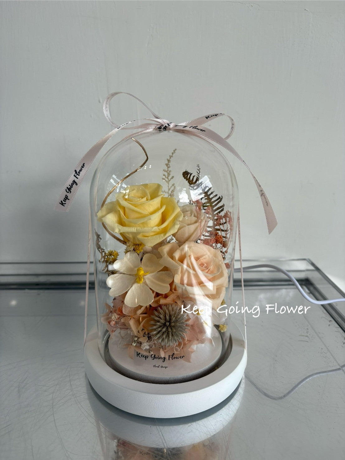 ▌IG-R004 ▌永生花-琉璃花境精緻玻璃花燈(M)