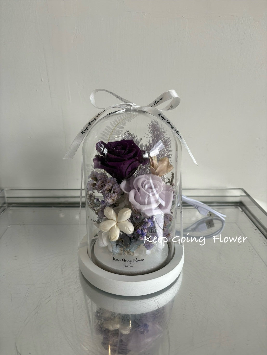 ▌IG-R004 ▌永生花-琉璃花境精緻玻璃花燈(M)