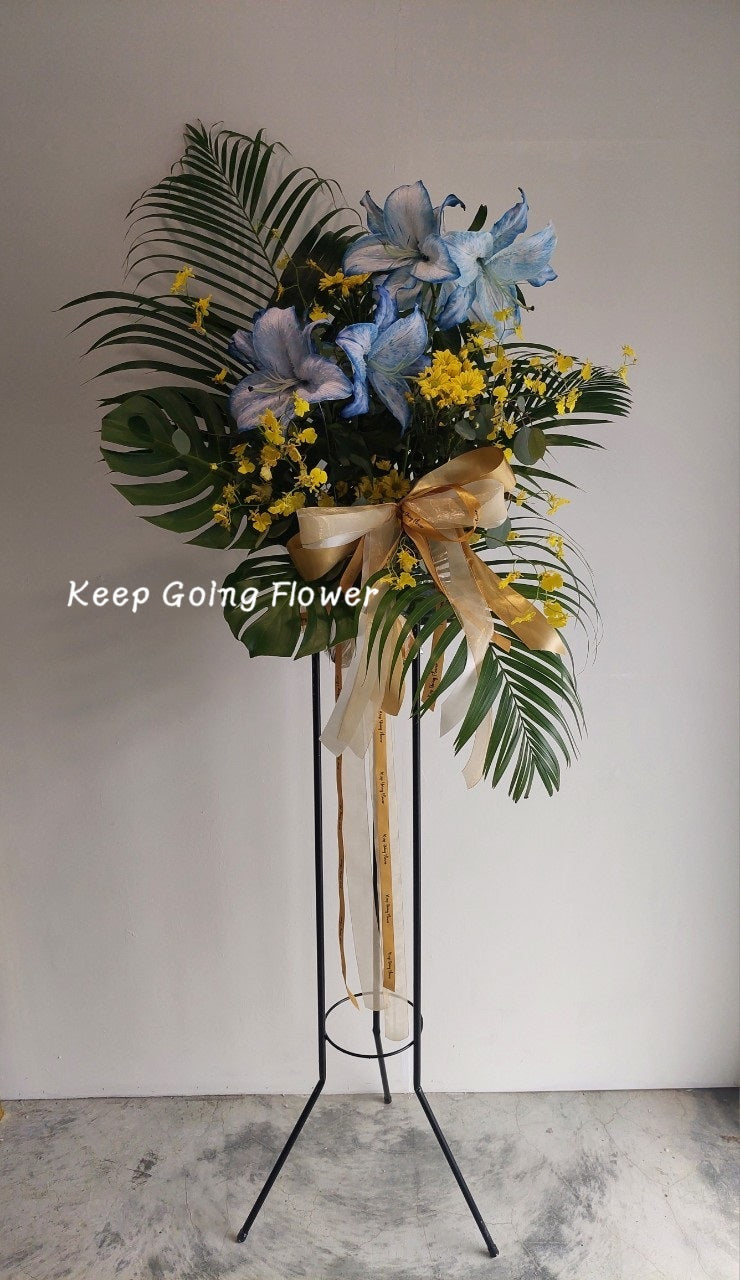 ▌FEPS-I001 ▌鮮花-優謐藍韻精緻高架花籃